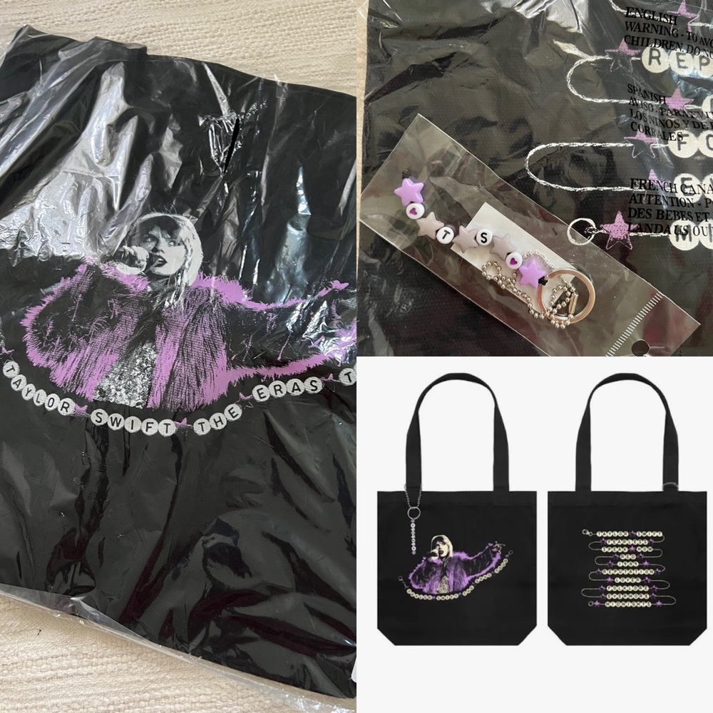New Taylor Swift The Eras Tour Tote Bag Purse and Keychain Albums